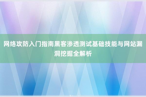 网络攻防入门指南黑客渗透测试基础技能与网站漏洞挖掘全解析